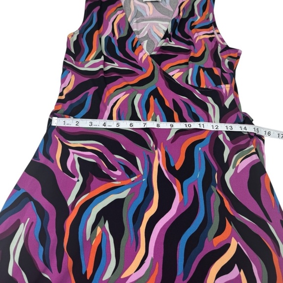 Leota Finnley Colorful Purple Faux Wrap Dress - Picture 10 of 11